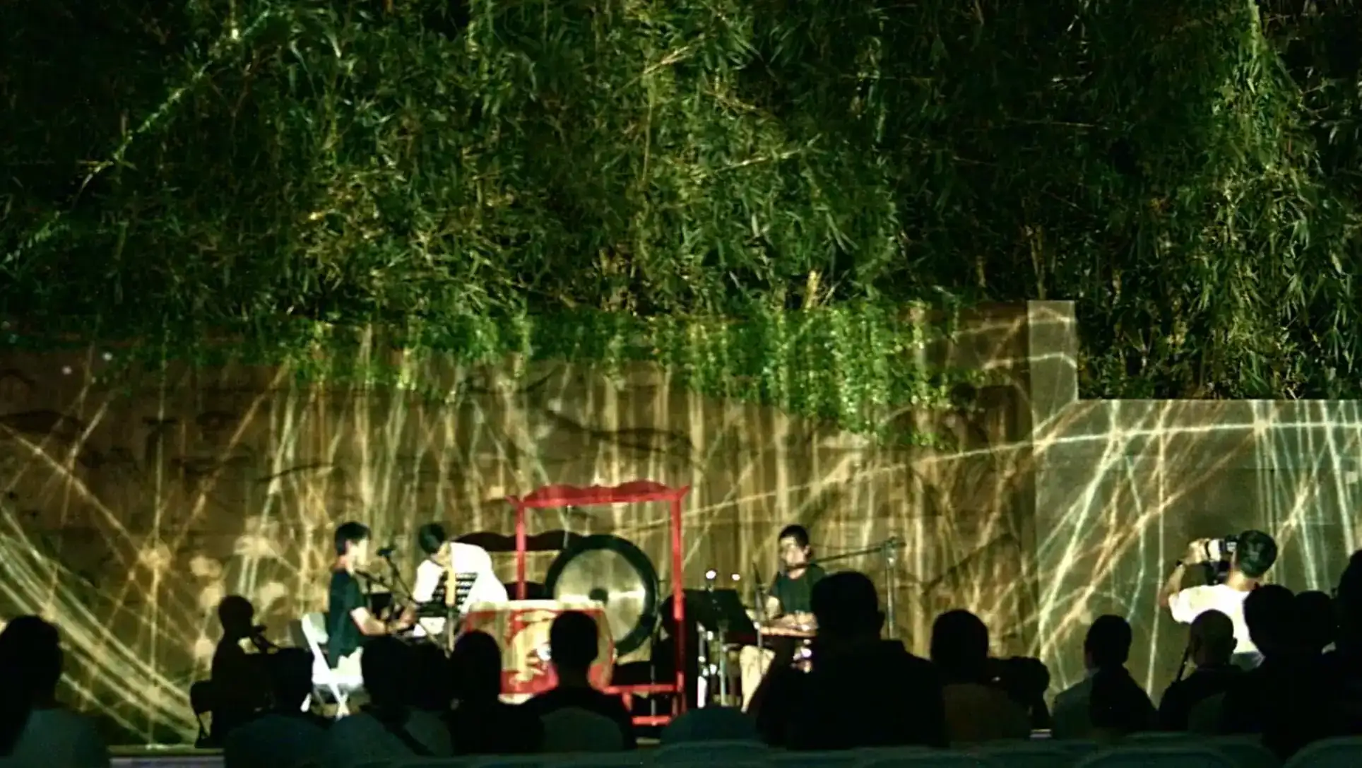 Audio-reactive generative visuals rendered on architecture